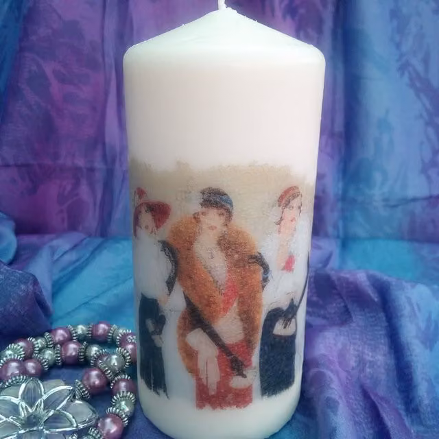 Viki Vintage Style White Round Pillar Candle Set of 5