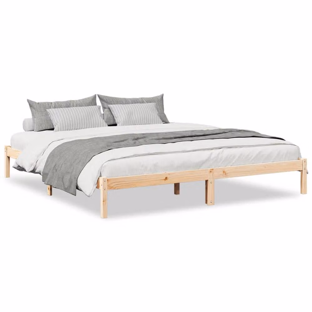 Berkfield Home Extra Long Solid Wood Pine Bed Frame in Brown, W/D/H: 200 x 210 cm – 2