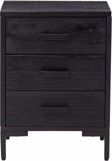 Berkfield Home Decorative Bedside Cabinet in Black Solid Pinewood, W/D/H: 36 x 30 x 55 cm