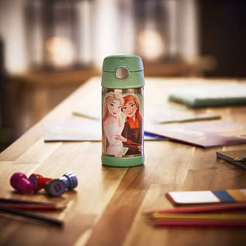 Thermos Disney Frozen FUNtainer Stainless Steel Kids Straw Bottle, Multicolour, 355ml – 4