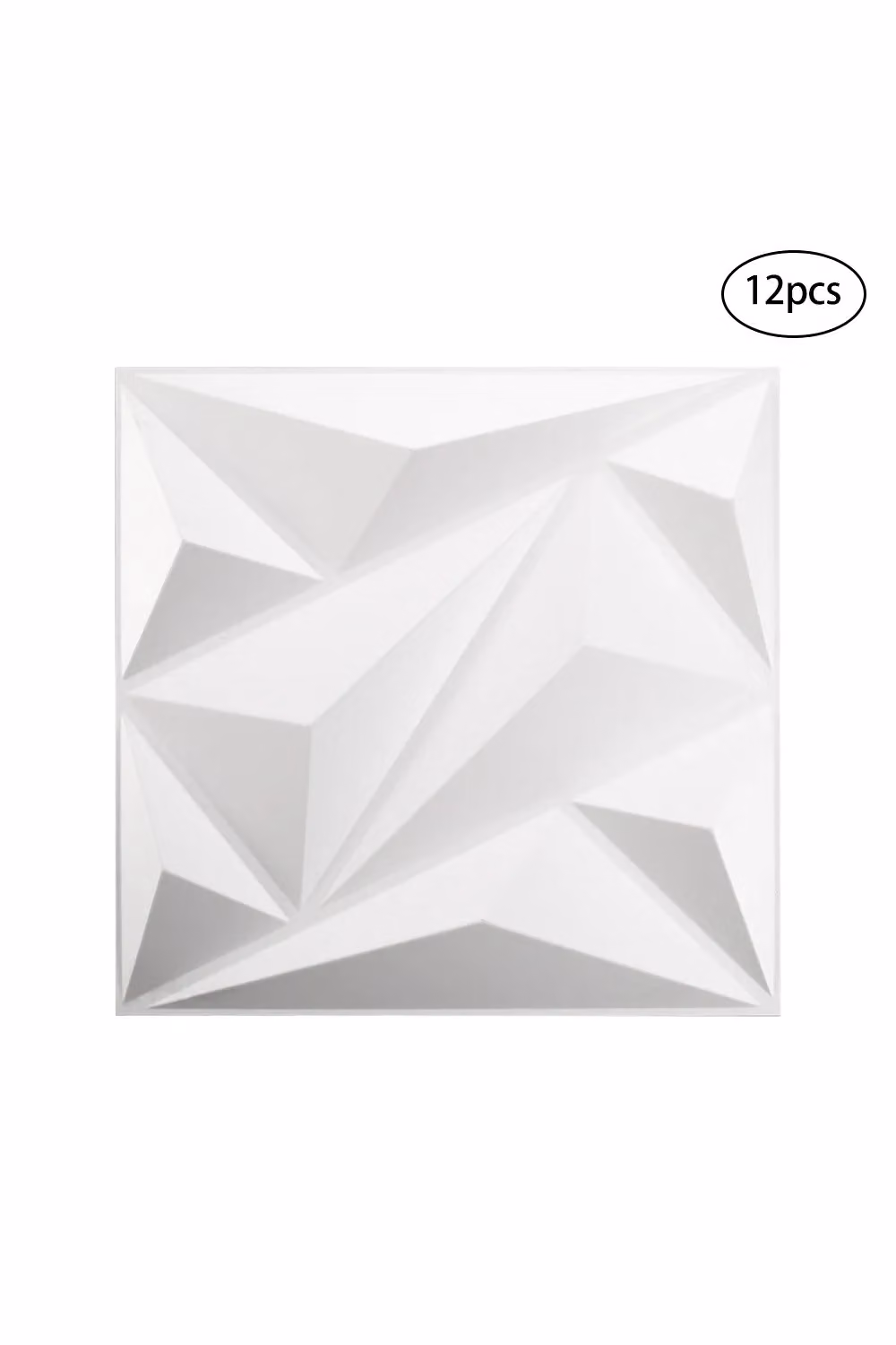 Living and Home 12 Pack Matte White 3D Diamond Geometric PVC Decorative Wall Panels – 3