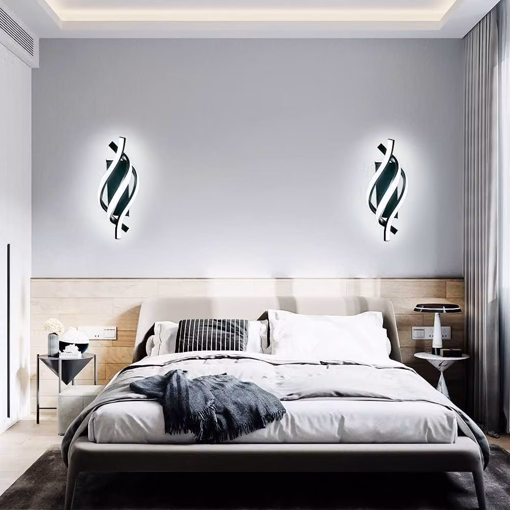 Goeco Modern LED Wall Light in Black with 22W Cool White 6500K Output – 4