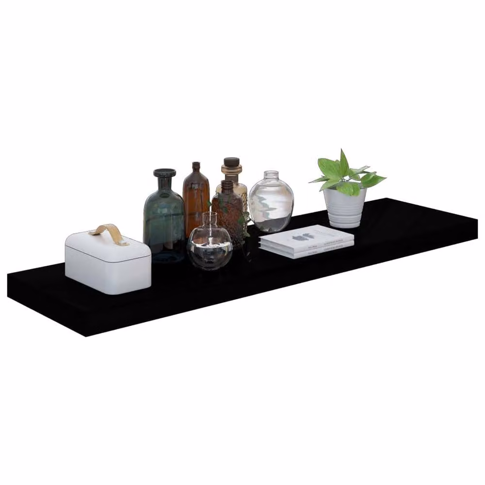 Berkfield Home Floating Wall Shelf in High Gloss Black, W/D/H: 90 x 23.5 x 3.8 cm – 3