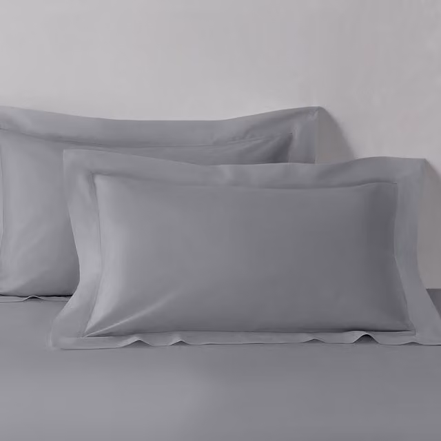 Sweet Dreams Pair of Grey Cotton Percale Pillowcases