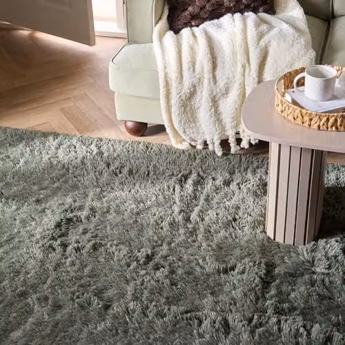 OHS Soft Fluffy Modern Shaggy Area Rug in Green, W/D: 80 x 150 cm – 3