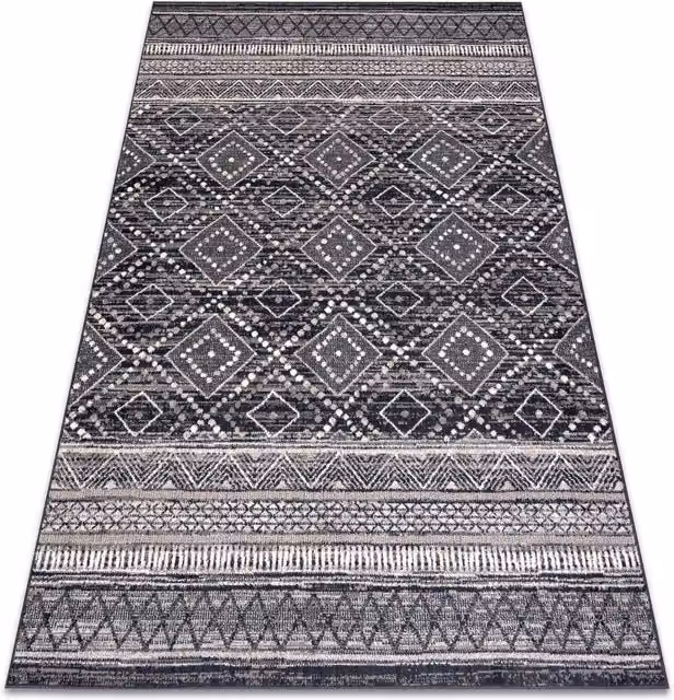 RugsX Grey Geometric Wool Rug, W: 80 cm, L: 150 cm – 1