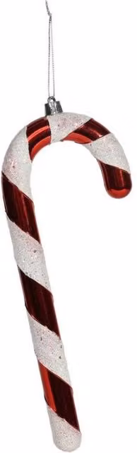KDMD Candy Cane Hanging Christmas Decoration, 2 Pack, Red and White Striped Glass Pendant, Height: 25 cm