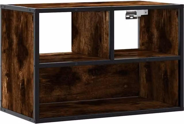 Berkfield Home Industrial TV Cabinet in Smoked Oak and Brown, W/D/H: 60 x 31 x 39.5 cm – 1