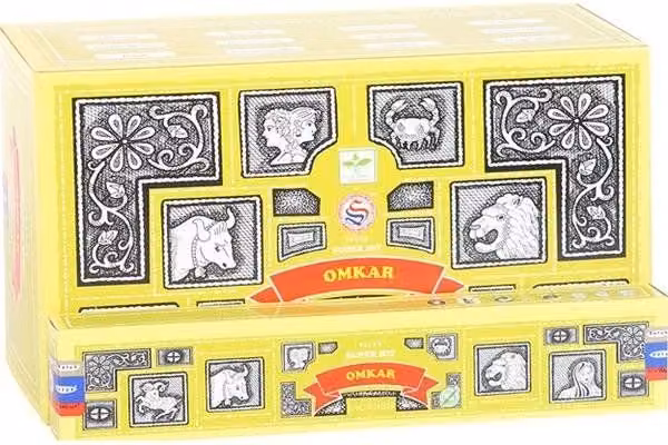 KDMD 12 Pack of Superhit Omkar Incense Sticks, Yellow Floral and Woody Scent