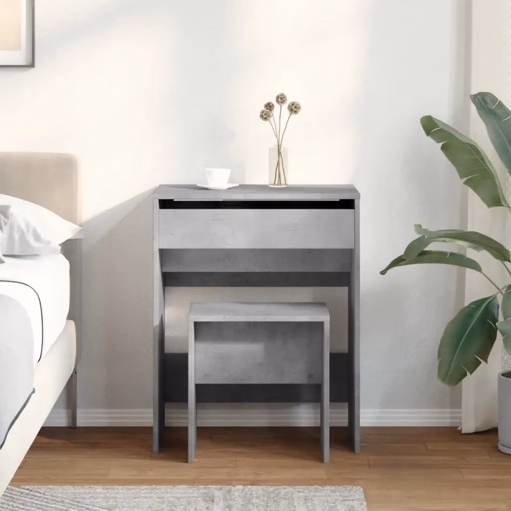 Berkfield Home Modern Dressing Table and Stool in Grey, W: 60 cm, D: 40 cm, H: 113.5 cm – 3