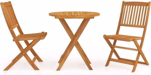 Berkfield Home 3 Piece Folding Garden Dining Set in Brown Solid Acacia Wood – 1