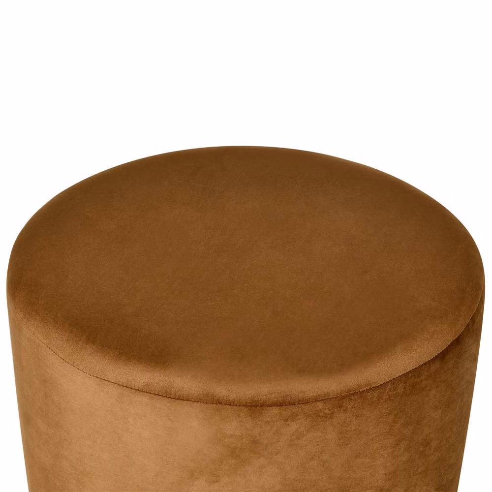 Wyld and Coco Round Velvet Pouffe in Brown – 3