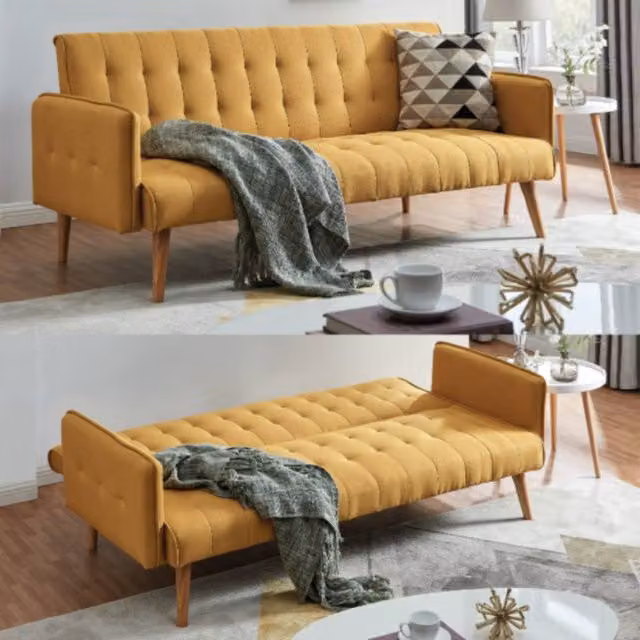 Bravich LTD Mario 3 Seater Click Clack Sofa Bed in Yellow
