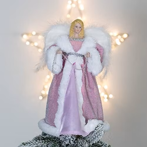 The Christmas Workshop 71109 Angel Tree Topper in Pink and White