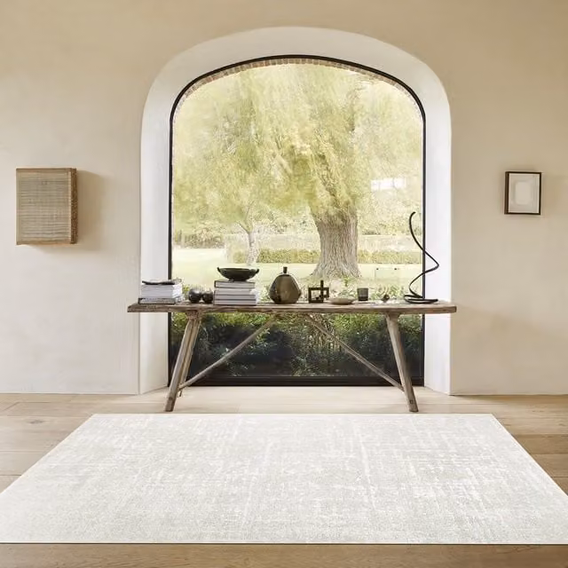 The Rug Shop UK Cream Modern Abstract Easy To Clean Area Rug, W: 200 cm, D: 290 cm