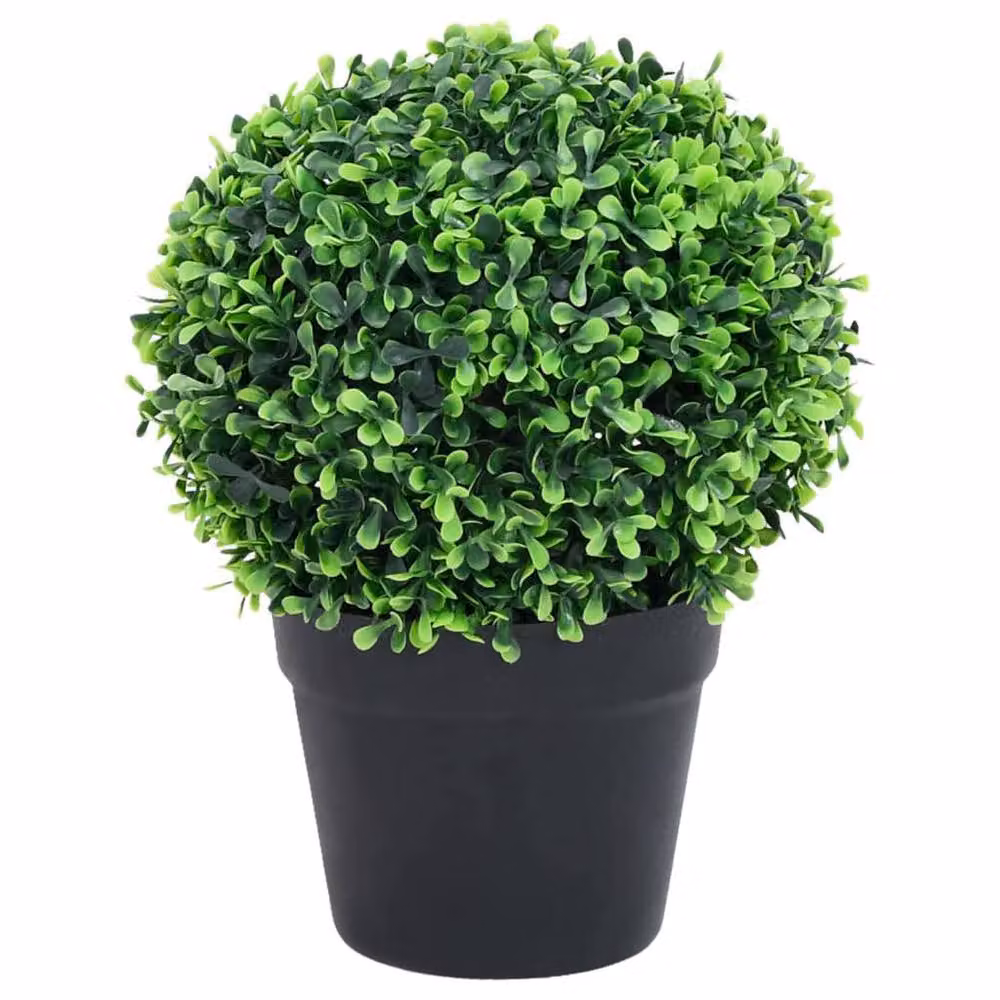 Berkfield Home Lush Artificial Ball Shaped Boxwood Plants with Pots, Green, 27 cm – 3