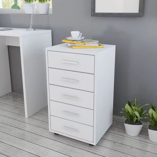 Berkfield Modern Home Office Drawer Unit with Castors, White