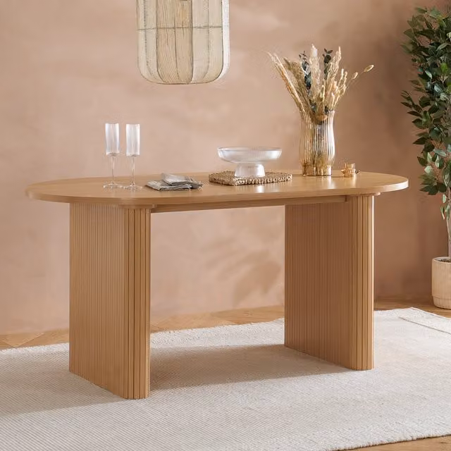 Birlea Axel Brown Oval Fluted Dining Table