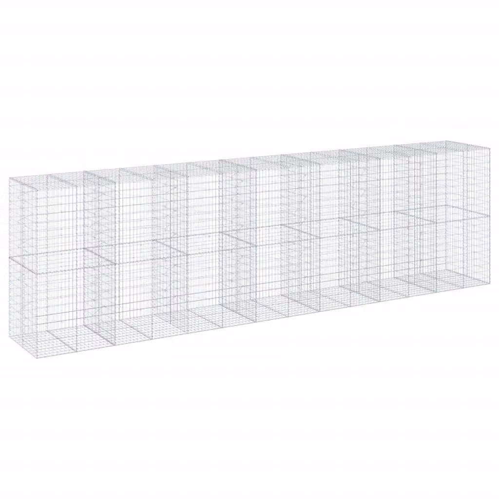 Berkfield Home Silver Galvanised Steel Gabion Basket with Cover, W/D/H: 700 x 100 x 200 cm – 2