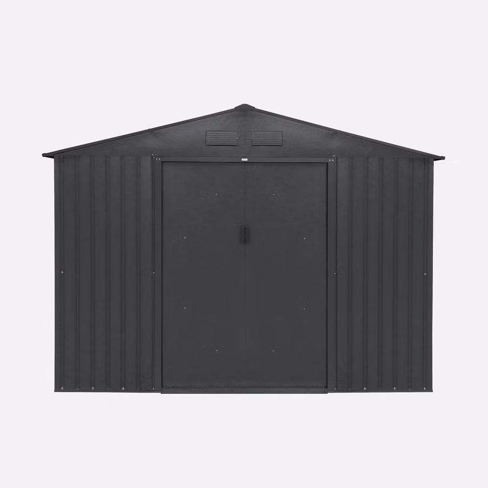 sweeek Metal Garden Storage Shed in Dark Grey, W: 263 cm, D: 302 cm, H: 203 cm – 2