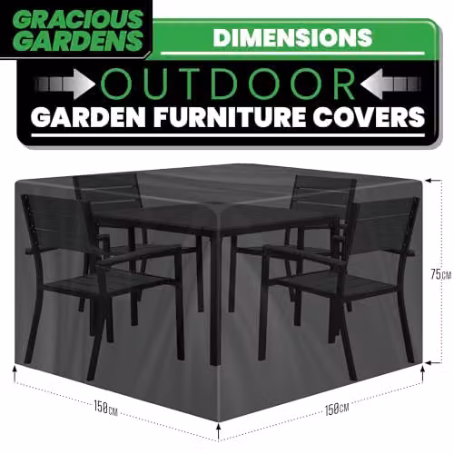 Gracious Gardens Waterproof Square Outdoor Patio Sofa Cover, Black, W/D/H: 150 x 150 x 75 cm – 4