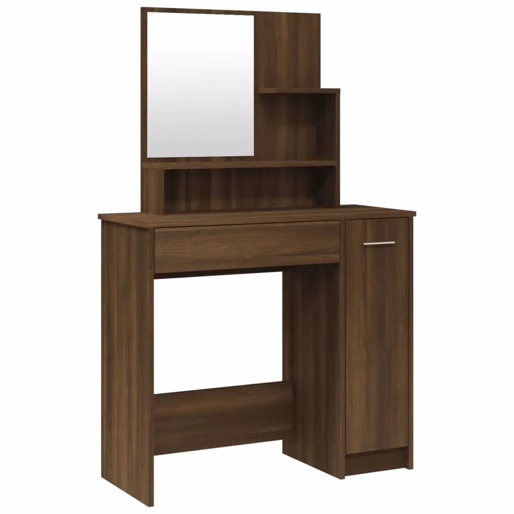 Berkfield Home Dressing Table with Mirror in Brown Oak, W: 86.5 cm, D: 35 cm, H: 136 cm – 2