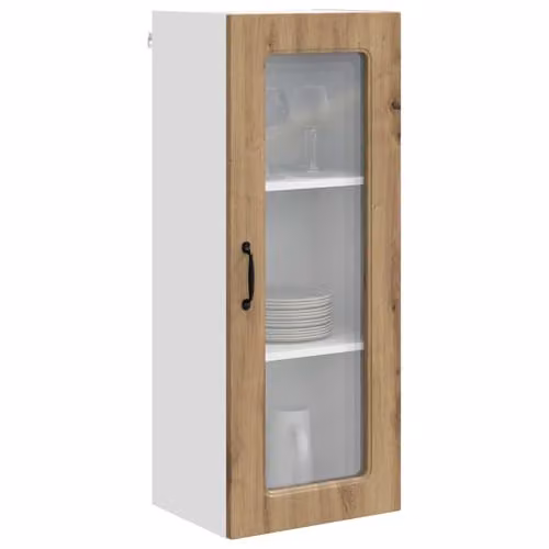 vidaXL Modern Wall Mounted Kitchen Cabinet in White Oak with Glass Doors W/D/H: 40 x 31 x 100 cm – 1