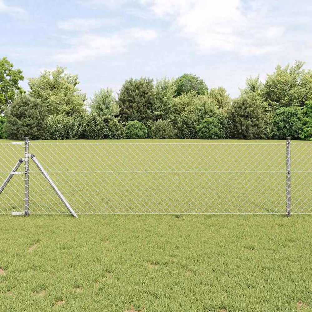 Berkfield Home Silver Galvanised Steel Chain Link Fence, W: 0.4 m, L: 25 m – 2