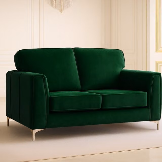 Somnior Beds Ltd Regency 2-Seater Plush Velvet Sofa in Green