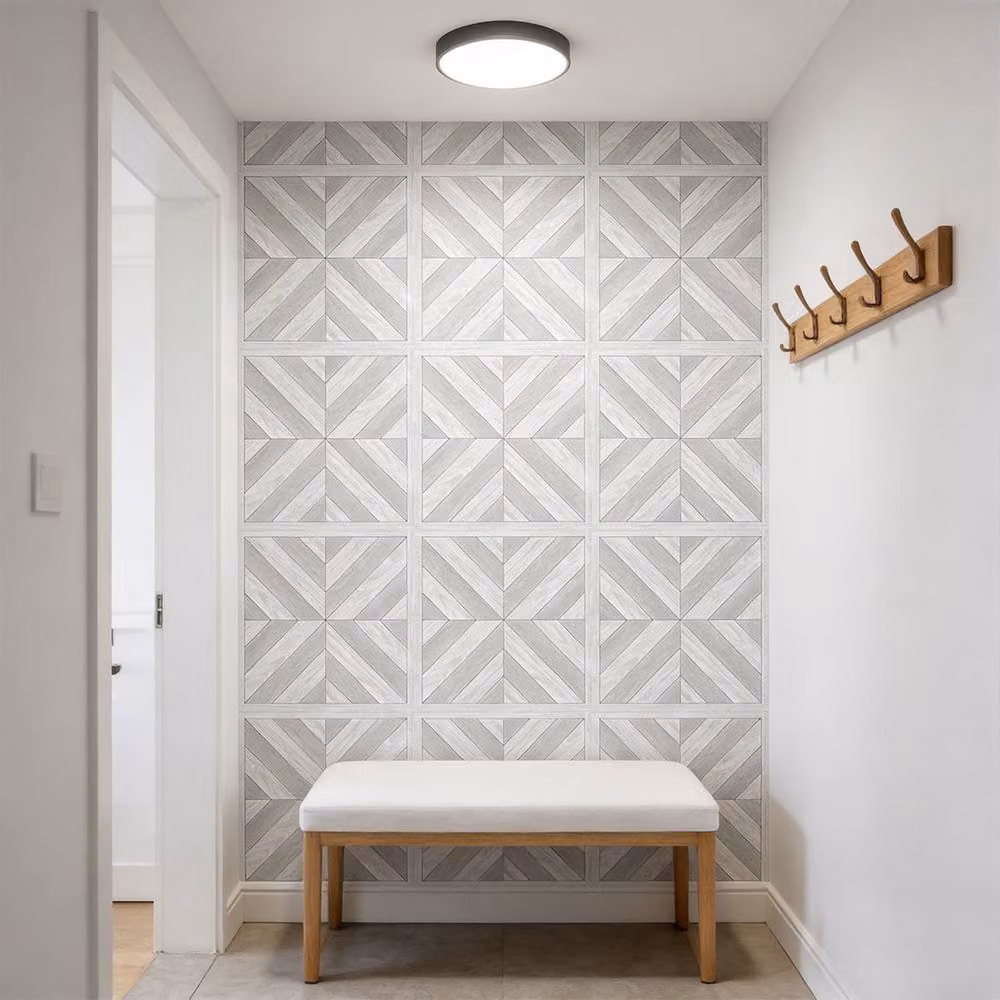 Ventryn 12 Pack Grey Self Adhesive Textured Vinyl Floor Tiles, 45.72 cm – 3