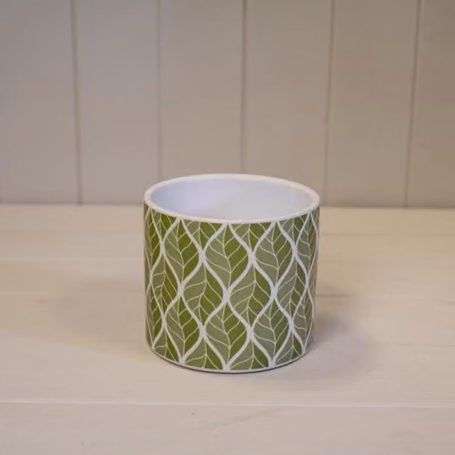 KDMD Rustic Sage Floral Patterned Ceramic Tabletop Plant Pot, Green