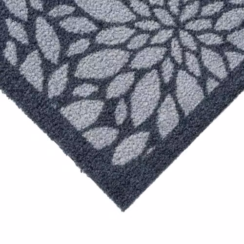 JVL Mega Machine Washable Floral Doormat, Blue and Grey, W: 50 cm, D: 150 cm – 5