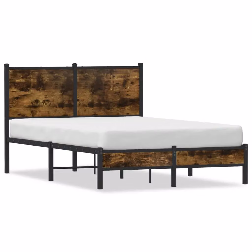 Berkfield Home Metal Bed Frame in Smoked Oak Brown, W/D/H: 120 x 200 cm – 2