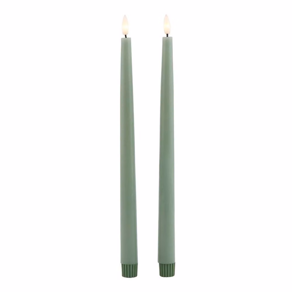 Lemon Pavilion Luxe Collection LED Dinner Candles Set of 2, Green, H 25 cm x W 2 cm x D 2 cm – 2