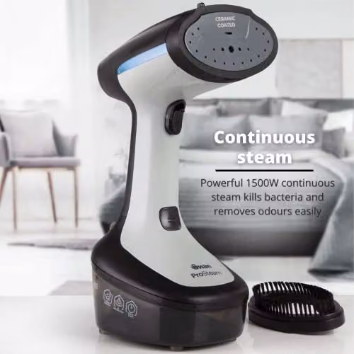 Swan Handheld Portable Garment Steamer with Ceramic Steam Panel, 1500W, Black or Grey – 2