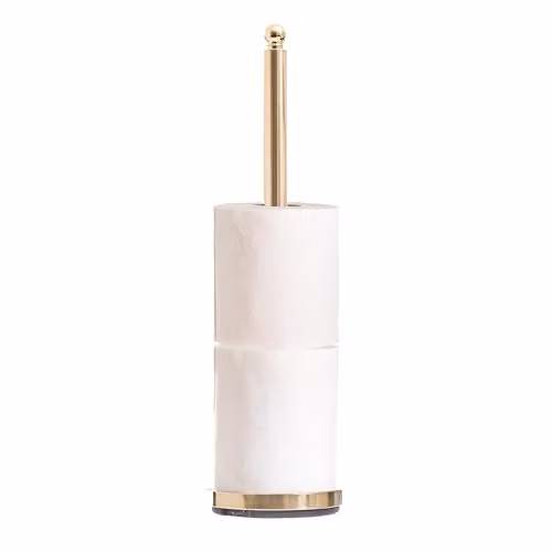 Orsina Freestanding Toilet Roll Holder with Spare Roll Holder in Gold and White – 1