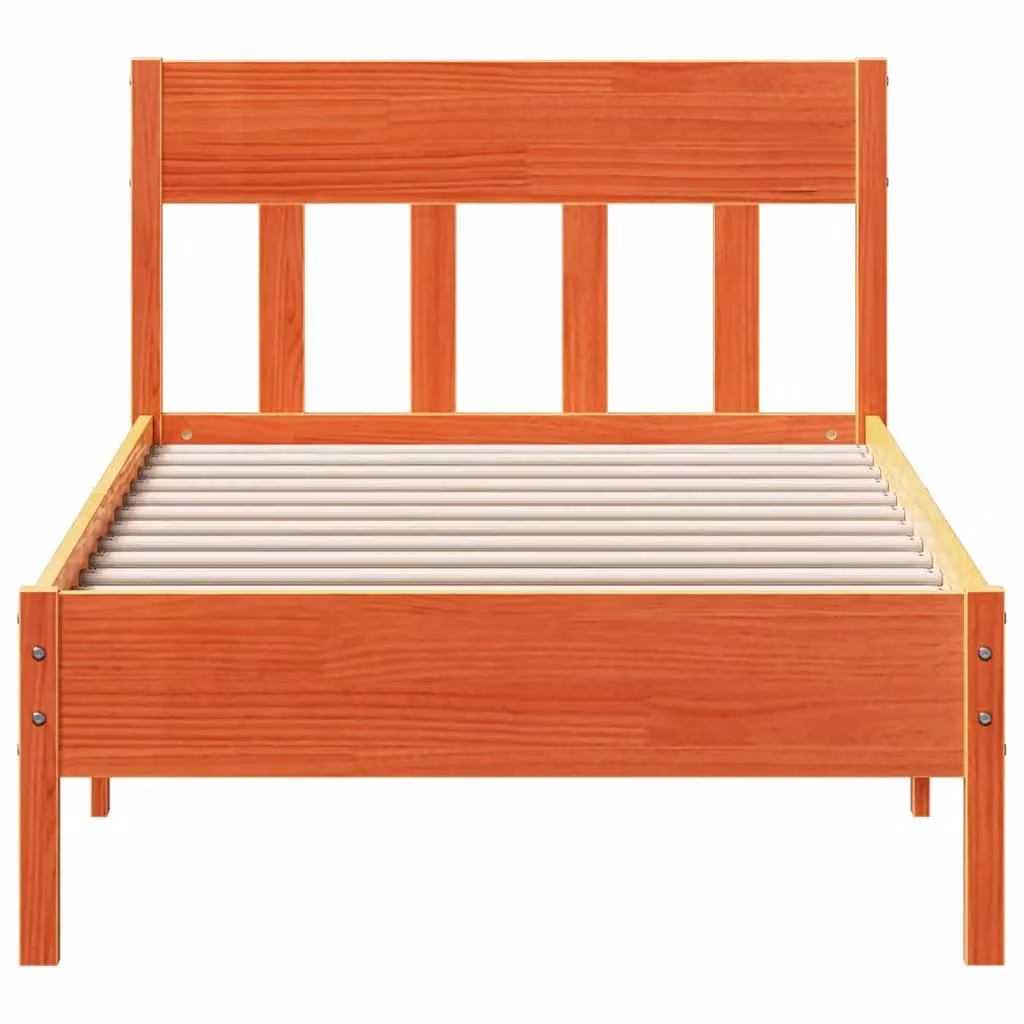 Berkfield Home Small Single Solid Wood Pine Bed Frame in Wax Brown, W/D/H: 75 x 190 cm – 3