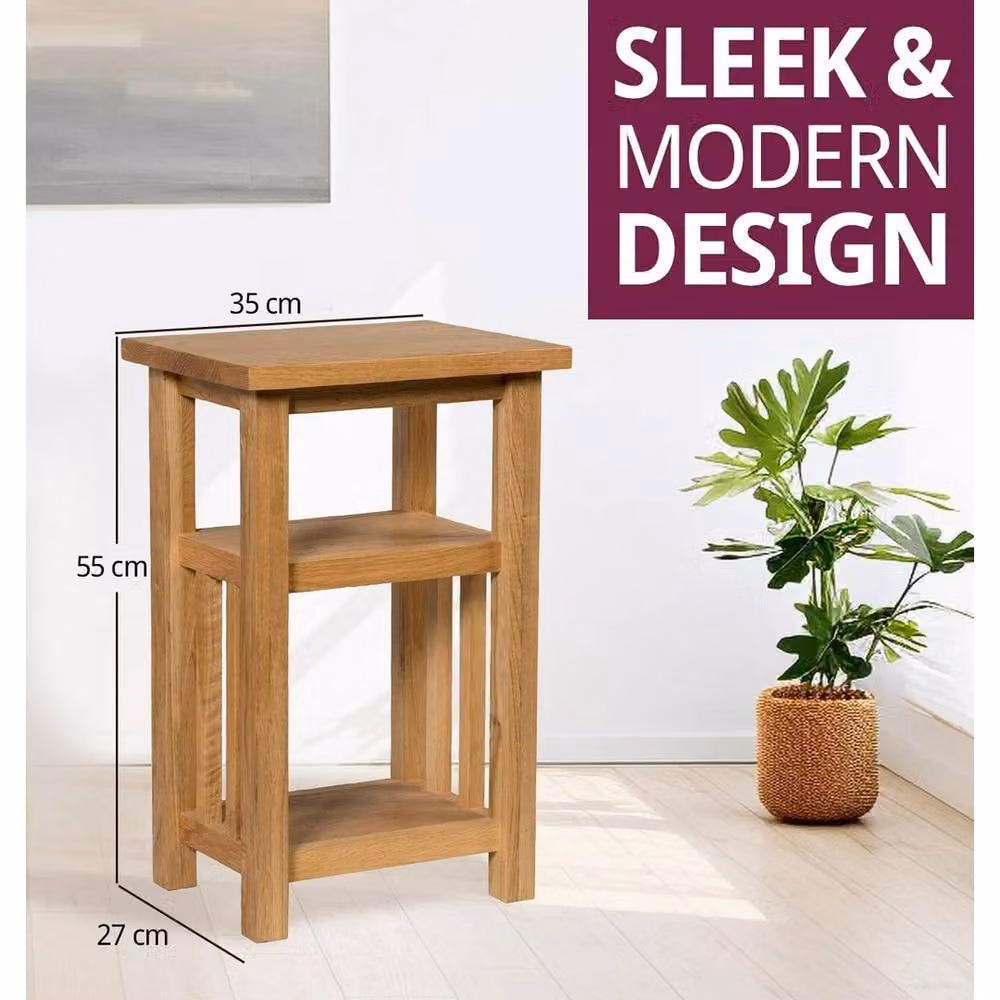 FORGEVIO Small Wooden Oak Magazine Storage Rack and Coffee Side Table in Light Oak – 3