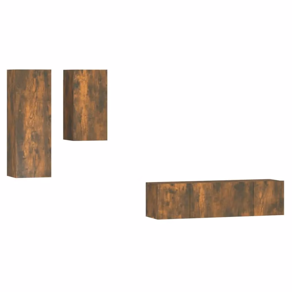 Berkfield Home 4 Piece Smoked Oak TV Cabinet Set in Brown – 2