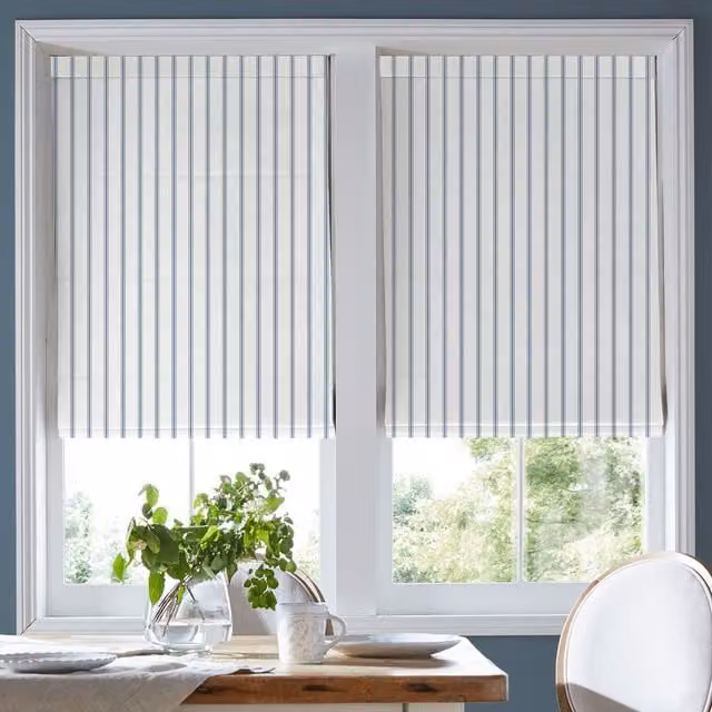 Laura Ashley Farnworth Made To Measure Blackout Roman Blind in Dusky Seaspray Blue
