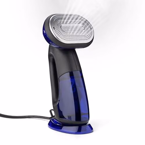 Conair 2-in-1 Handheld Clothes Steamer and Iron with 250ml Detachable Water Tank, Black/Blue, GS108U
