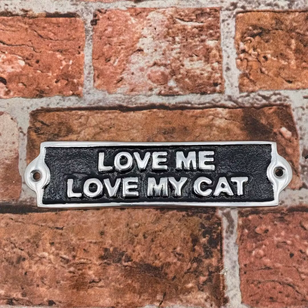 Minster Love Me Love My Cat Wall Plaque in Black Metal, W20 x H6 x D1 cm – 3