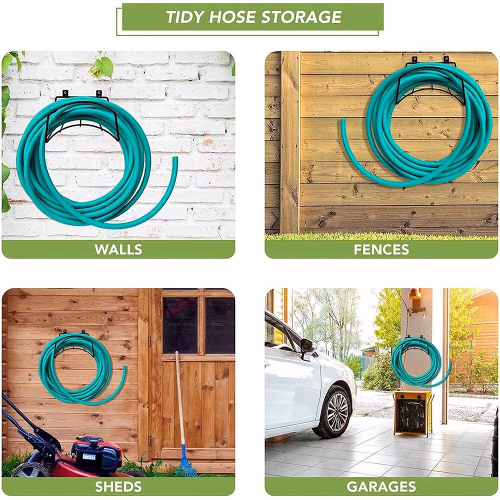 Nordara Wall Mounted Metal Garden Hose Hanger Storage Holder in Black – 2