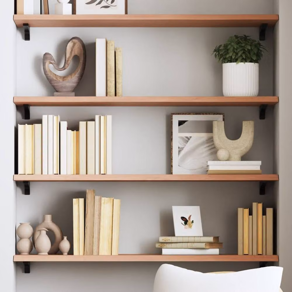 Berkfield Home Beautiful Wall Mounted Oak Shelf, Light Brown, W: 80 cm, D: 30 cm, H: 2 cm – 2