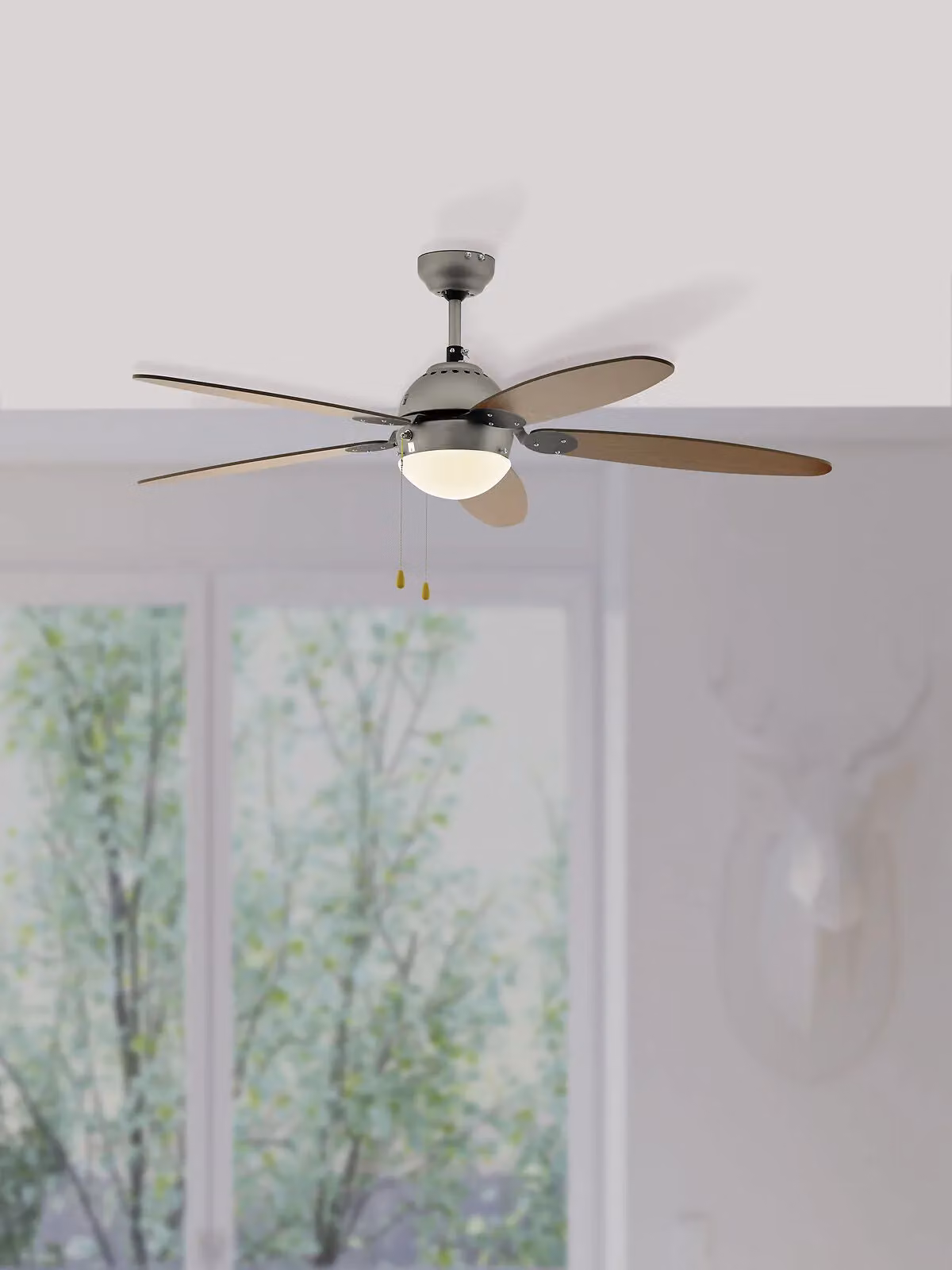 Loops Remote Control Ceiling Fan and Light in Silver with 1 x 60W E14 Bulb – 2