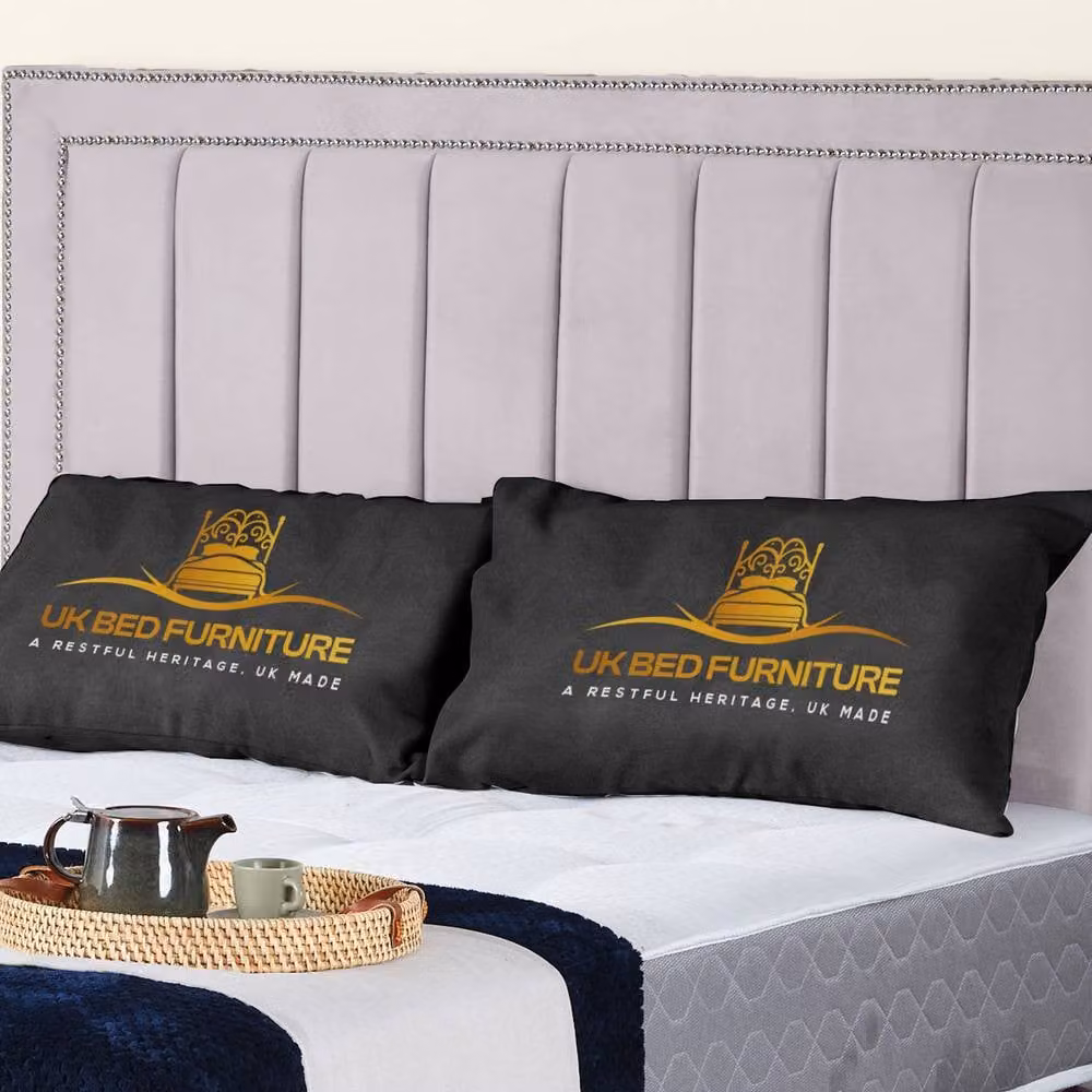 UK Bed Furniture Fiona Upholstered Slatted Base Bed with 48 Inch Headboard in Silver, W/D/H: 180 x 200 cm – 2
