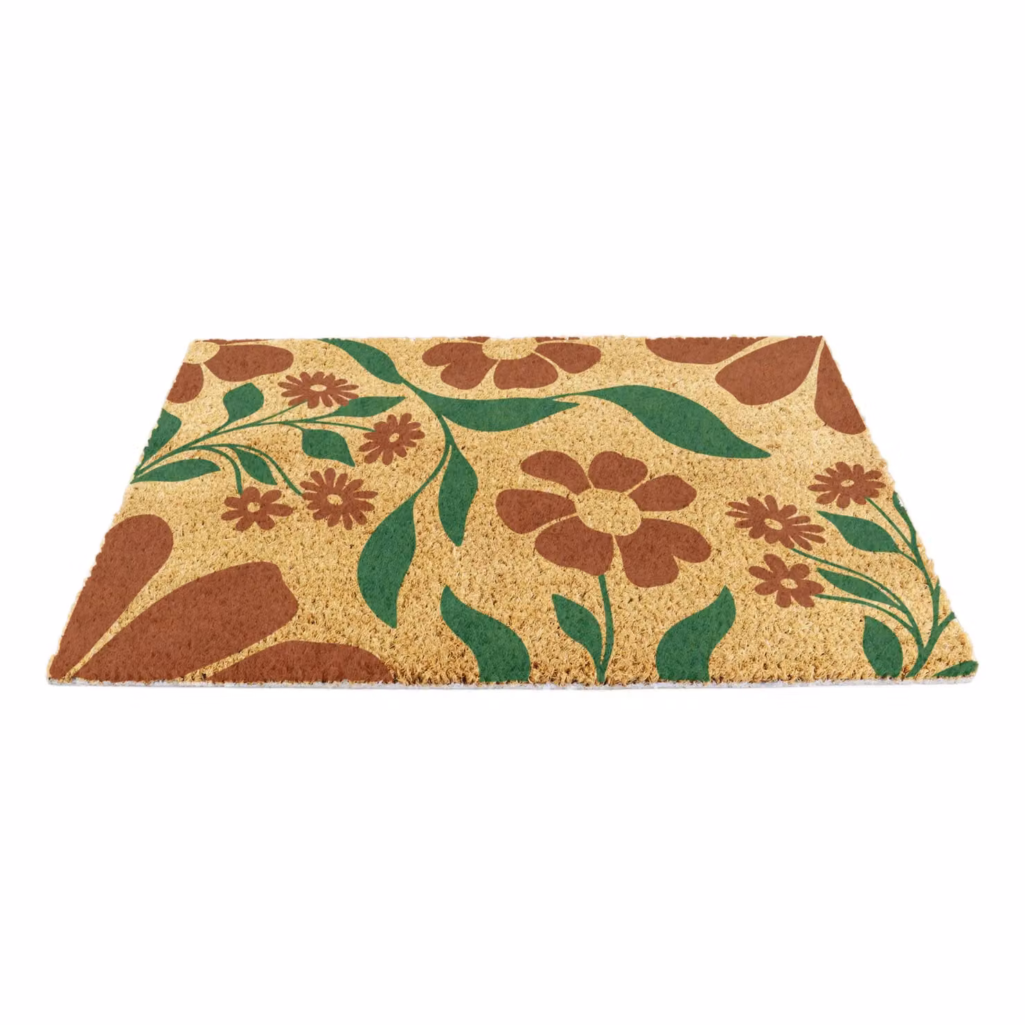 Artsy Mats Red and Green Floral Pattern Coir Doormat, Brown, W: 60 cm, D: 40 cm – 4