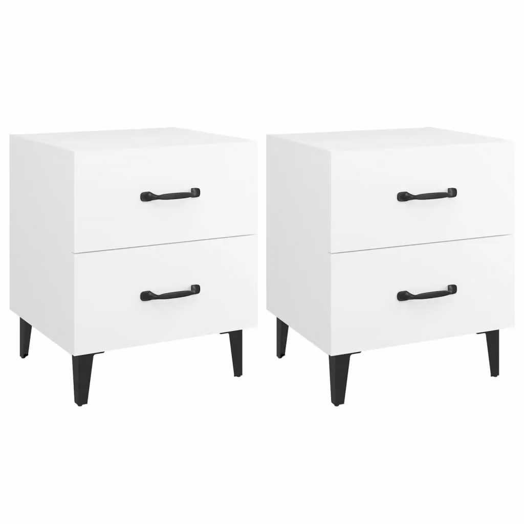 Berkfield Home Set of 2 White Bedside Cabinets, W/D/H: 40 x 35 x 47.5 cm – 2