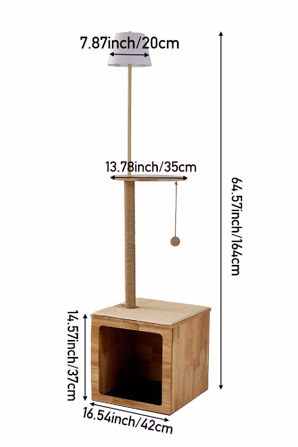Living and Home 2-in-1 Cat Climbing Frame Floor Lamp in Natural Wood and Beige – 3