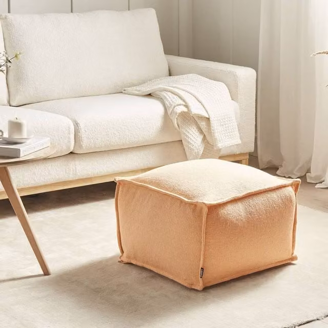 Wyld and Coco Orange Square Cotton Pouffe with Removable Cover